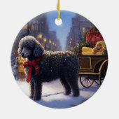 プードルクリスマスフェスティバルシーズン セラミックオーナメント (裏面)