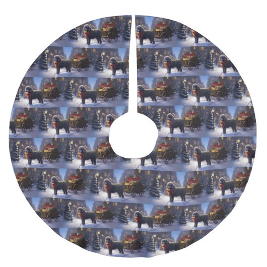 プードルクリスマスフェスティバルシーズン ブラッシュドポリエステルツリースカート (正面)