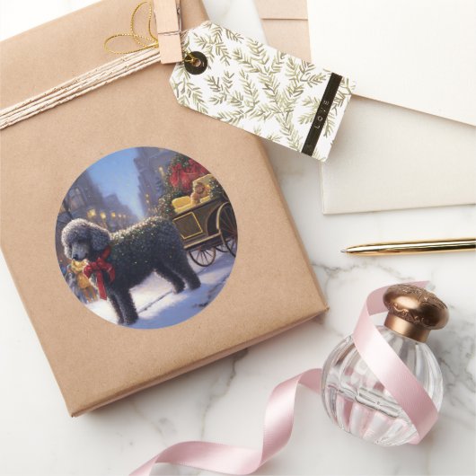 プードルクリスマスフェスティバルシーズン ラウンドシール (ギフト)