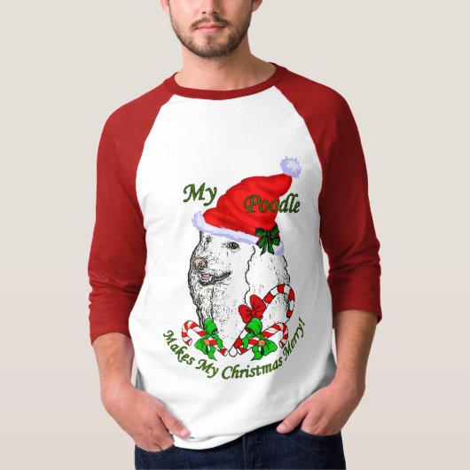 プードルクリスマスプレゼント Tシャツ (正面)