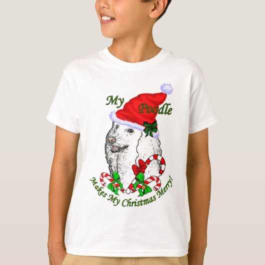 プードルクリスマスプレゼント Tシャツ (正面)