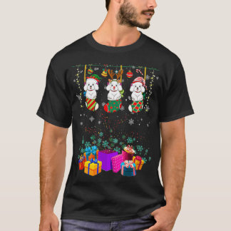 プードルクリスマスライトギフトおもしろいクリスマスソックス Tシャツ