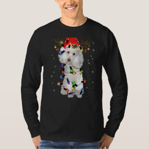 プードルクリスマスライトトトインディアサンタハットドッグ Tシャツ