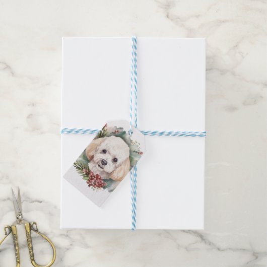 プードルクリスマスリースフェスティバルカップ ギフトタグ (より糸付き)