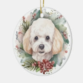 プードルクリスマスリースフェスティバルカップ セラミックオーナメント (左)