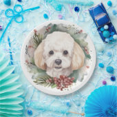 プードルクリスマスリースフェスティバルカップ ペーパープレート (パーティー)