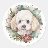 プードルクリスマスリースフェスティバルカップ ラウンドシール (正面)