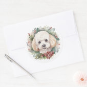 プードルクリスマスリースフェスティバルカップ ラウンドシール (封筒)