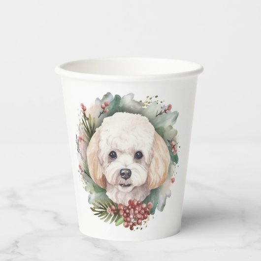 プードルクリスマスリースフェスティバルカップ 紙コップ (正面)