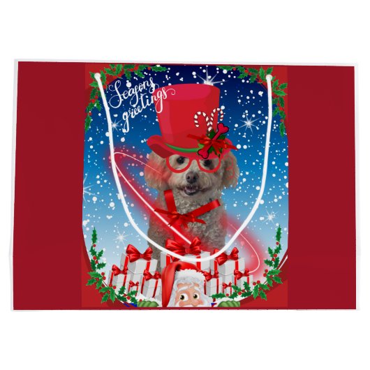 プードルクリスマス季節のごあいさつ抱き枕 ラージペーパーバッグ (裏面)