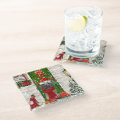 プードルクリスマス ガラスコースター (アングル)