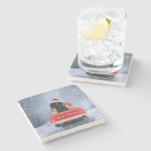 プードルクリスマス ストーンコースター (横)