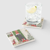 プードルクリスマス ストーンコースター (横)