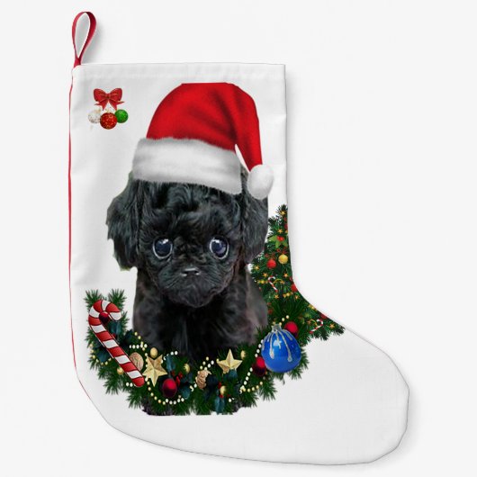 プードルクリスマス スモールクリスマスストッキング (正面)