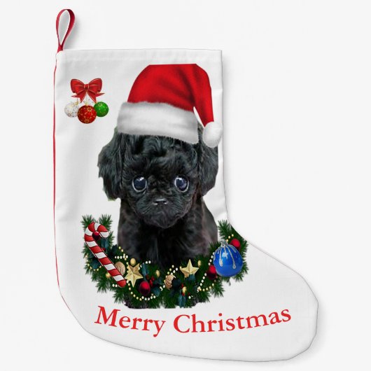 プードルクリスマス スモールクリスマスストッキング (正面)