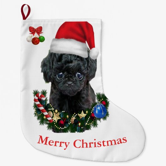 プードルクリスマス ラージクリスマスストッキング (正面)