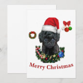 プードルクリスマス 招待状 (正面/裏面)