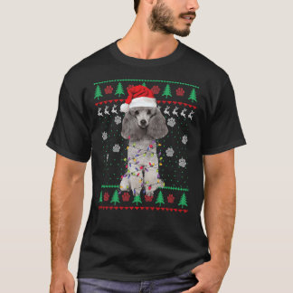 プードルサンタクリスマスツリーライト Tシャツ