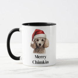 プードルサンタ帽子 クリスマス犬 マグカップ
