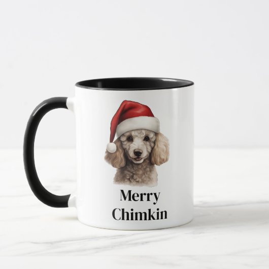 プードルサンタ帽子 クリスマス犬 マグカップ (左)