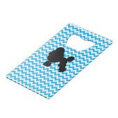 プードルシルエット付き赤ちゃんブルーのシェブロン クレジットカード栓抜き (正面アングル)