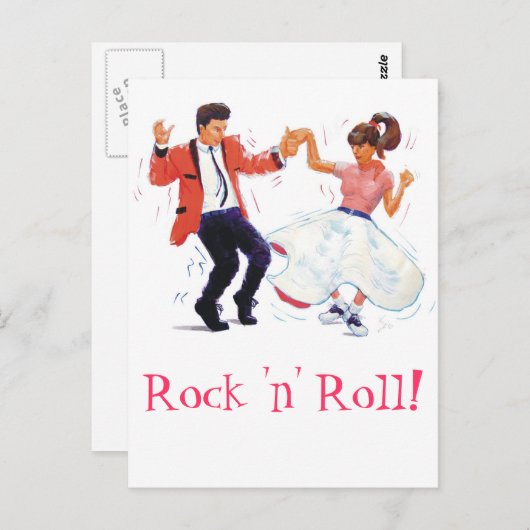 プードルスカートとサドルシューズを備えたスイングダンサー ポストカード (正面/裏面)