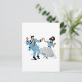 プードルスカートとサドルシューズを備えたスイングダンサー ポストカード (スタンド正面)