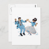 プードルスカートとサドルシューズを備えたスイングダンサー ポストカード (正面/裏面)