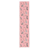 プードルスカートレトロピンクとブラック50sパターン ショートテーブルランナー (正面)