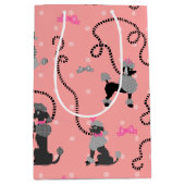 プードルスカートレトロピンクとブラック50sパターン ミディアムペーパーバッグ (正面)