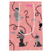 プードルスカートレトロピンクとブラック50sパターン ミディアムペーパーバッグ (裏面)