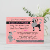 プードルスカートレトロピンクブラック50s誕生日パーティー 招待状 (スタンド正面)