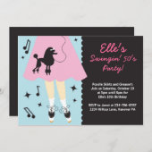 プードルスカート1950年のテーマパーティの招待状 招待状 (正面/裏面)