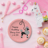 プードルスカート50sレトロピンクブラック誕生日パーティー ペーパープレート (パーティー)