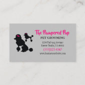 プードルスタイリッシュドッグペットグルーミングピンクグレー 名刺 (正面)