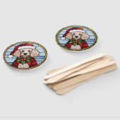 プードルステンドグラスのクリスマス ハンドファン (組立なし)