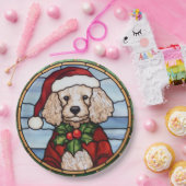 プードルステンドグラスのクリスマス ペーパープレート (パーティー)