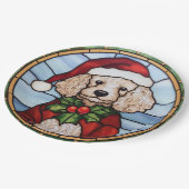 プードルステンドグラスのクリスマス ペーパープレート (アングル)