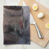 プードルスノウィースリークリスマスデコール キッチンタオル (四つ折り)