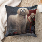 プードルスノウィースリークリスマスデコール クッション (ブランケット)