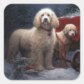 プードルスノウィースリークリスマスデコール スクエアシール (正面)