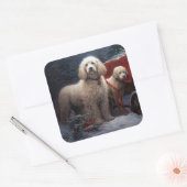 プードルスノウィースリークリスマスデコール スクエアシール (封筒)