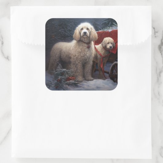 プードルスノウィースリークリスマスデコール スクエアシール (バッグ)