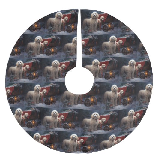 プードルスノウィースリークリスマスデコール ブラッシュドポリエステルツリースカート (正面)