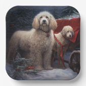 プードルスノウィースリークリスマスデコール ペーパープレート (正面)