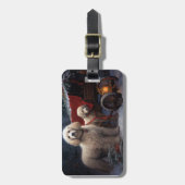 プードルスノウィースリークリスマスデコール ラゲッジタグ (正面縦)