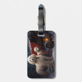 プードルスノウィースリークリスマスデコール ラゲッジタグ (裏面縦)