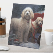 プードルスノウィースリークリスマスデコール 台座サイン (インサイチュ)