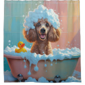 プードルスロッピースリーピーカワイイおもしろい シャワーカーテン (正面)