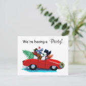 プードルズクリスマスヴィンテージカーアートプリント シーズンカード (スタンド正面)